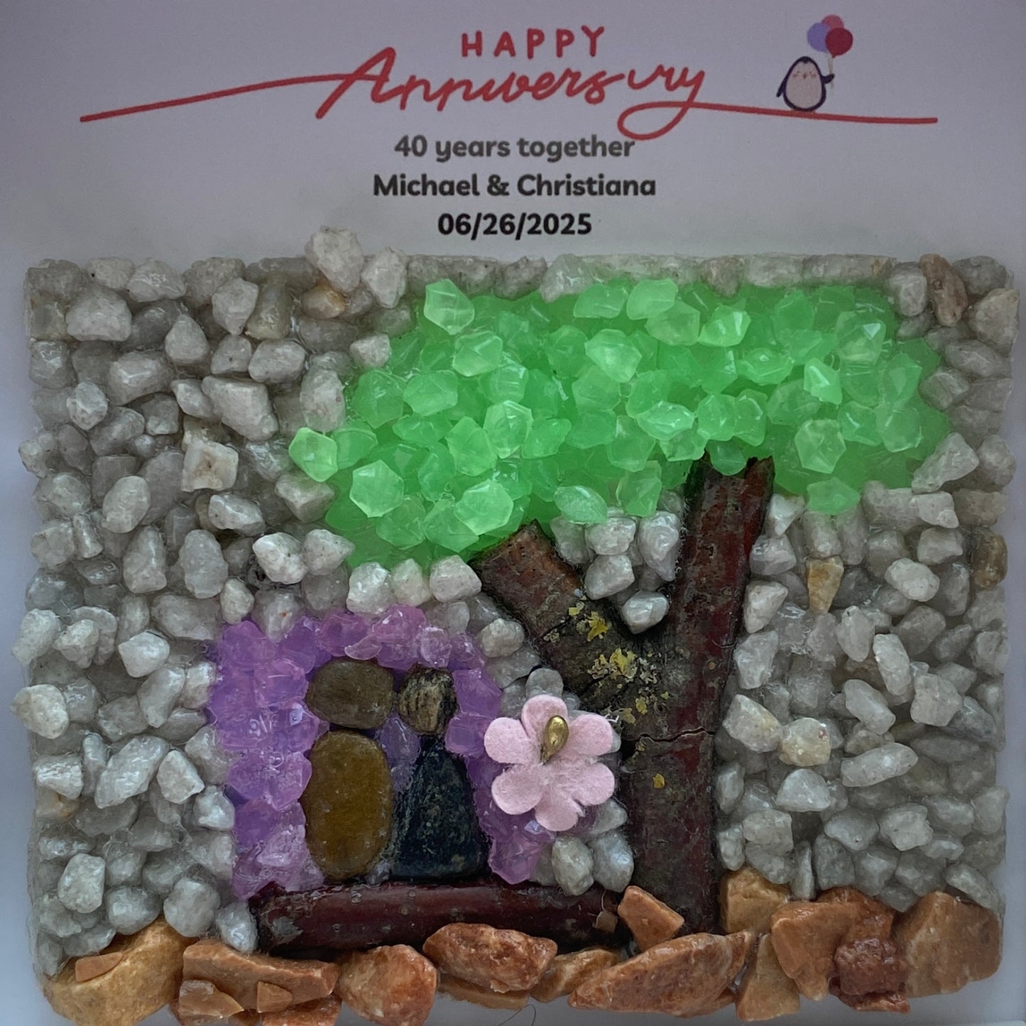 Personalised Anniversary Pebble Art