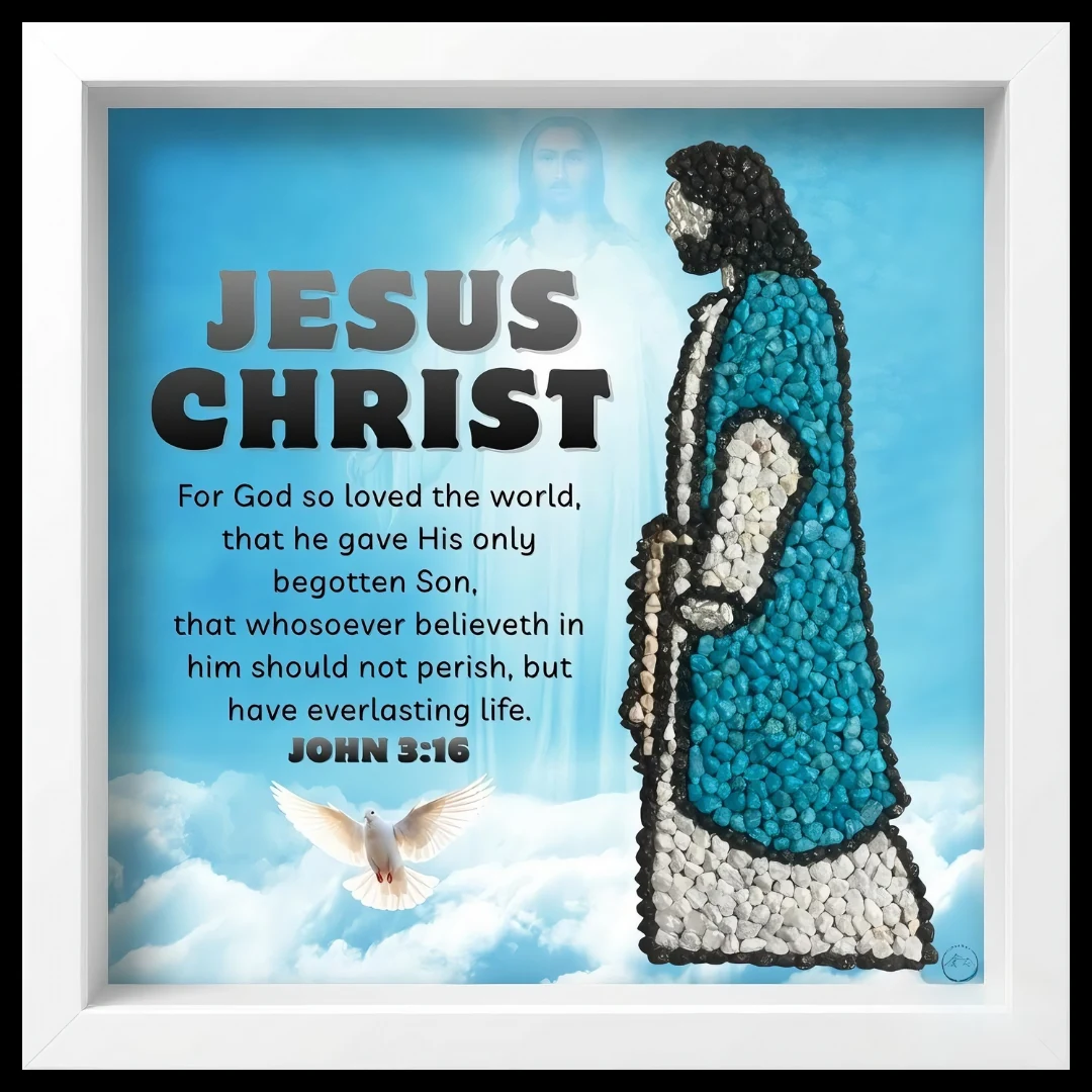 Handmade Jesus Christ pebble artwork
