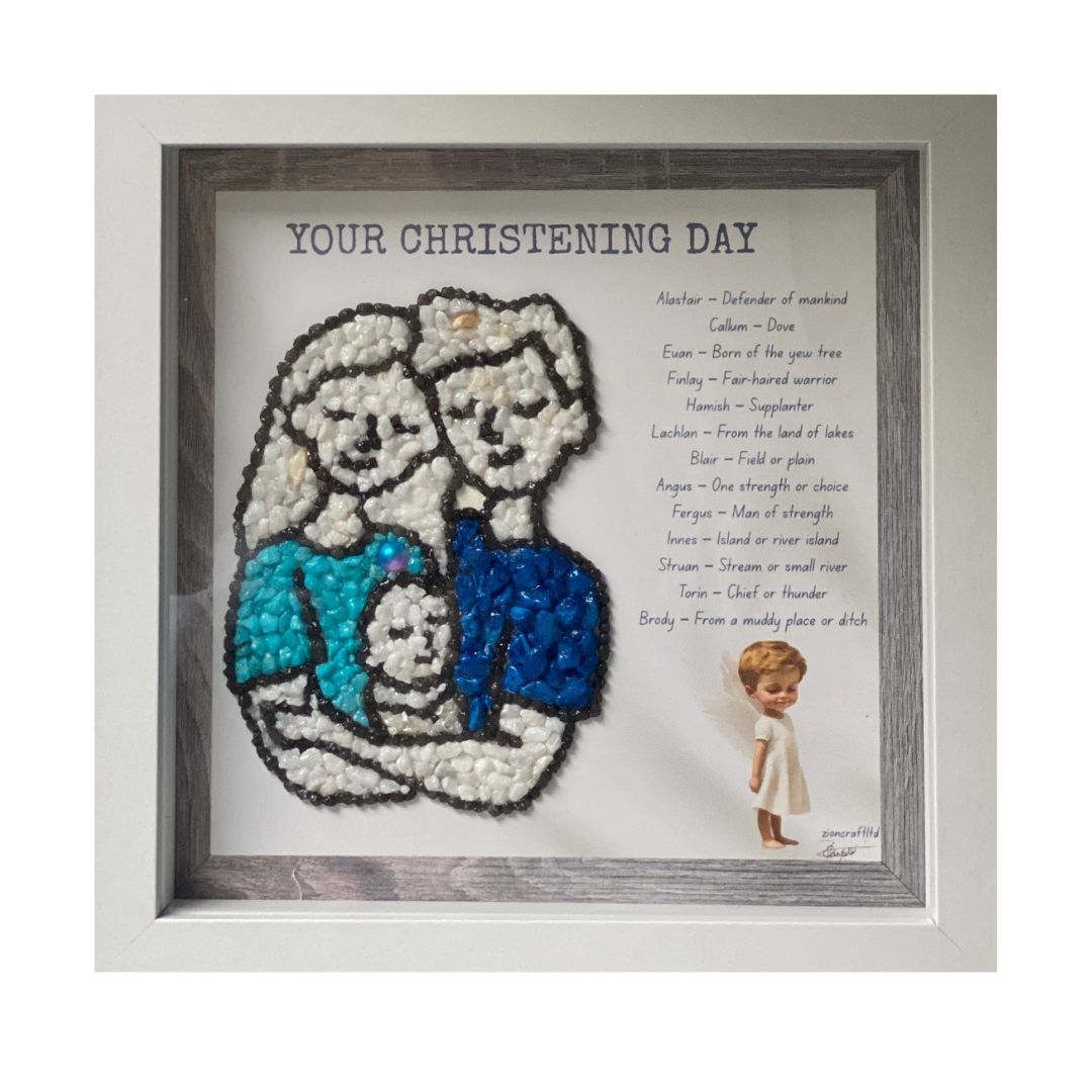 Personalised Newborn Dedication Pebble Art