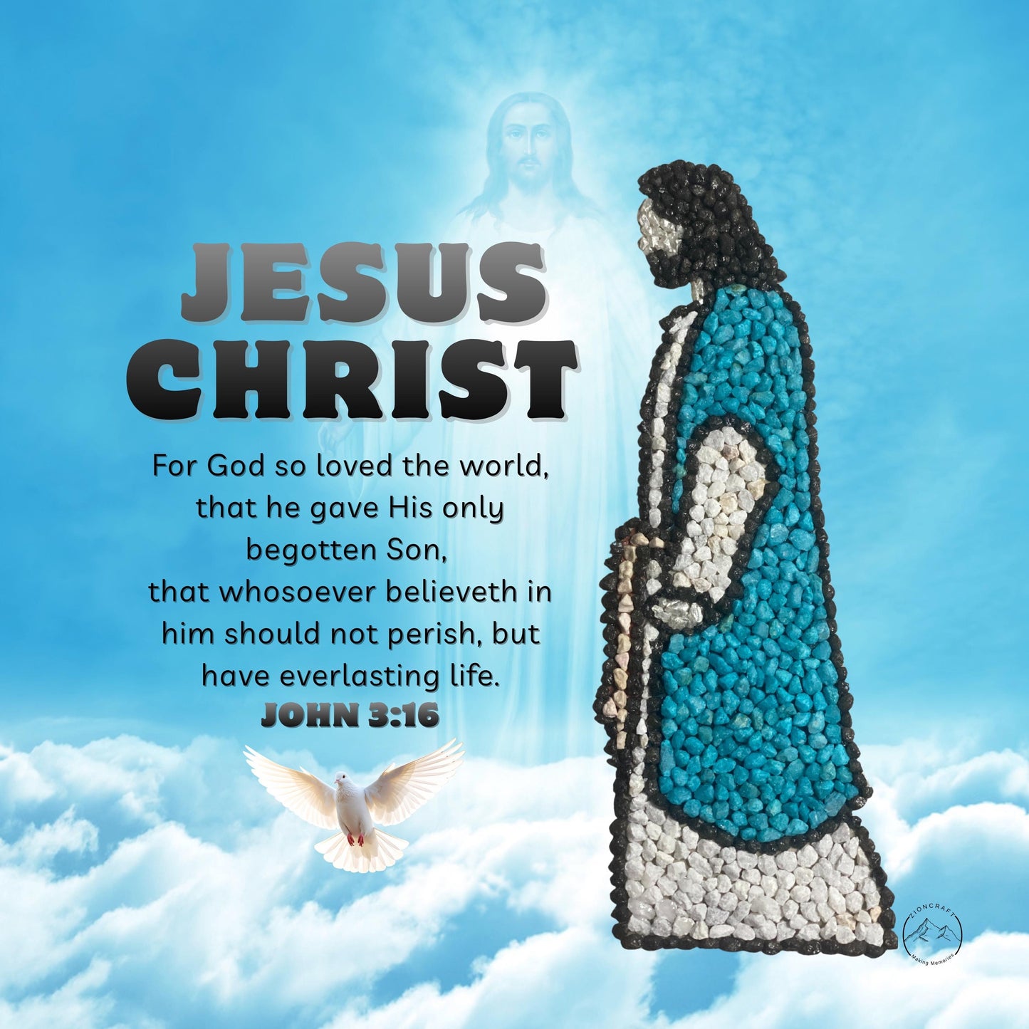 Jesus Christ Pebble Art