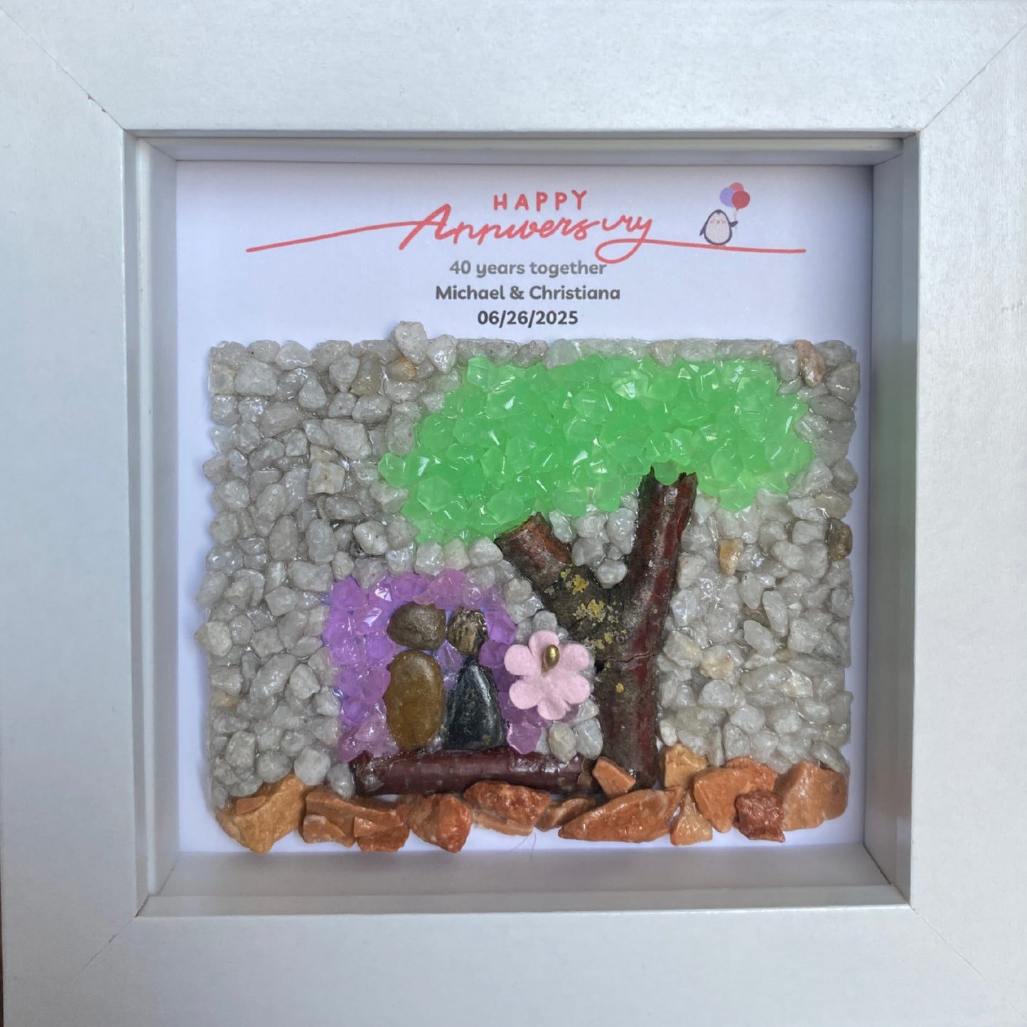 Personalised Anniversary Pebble Art