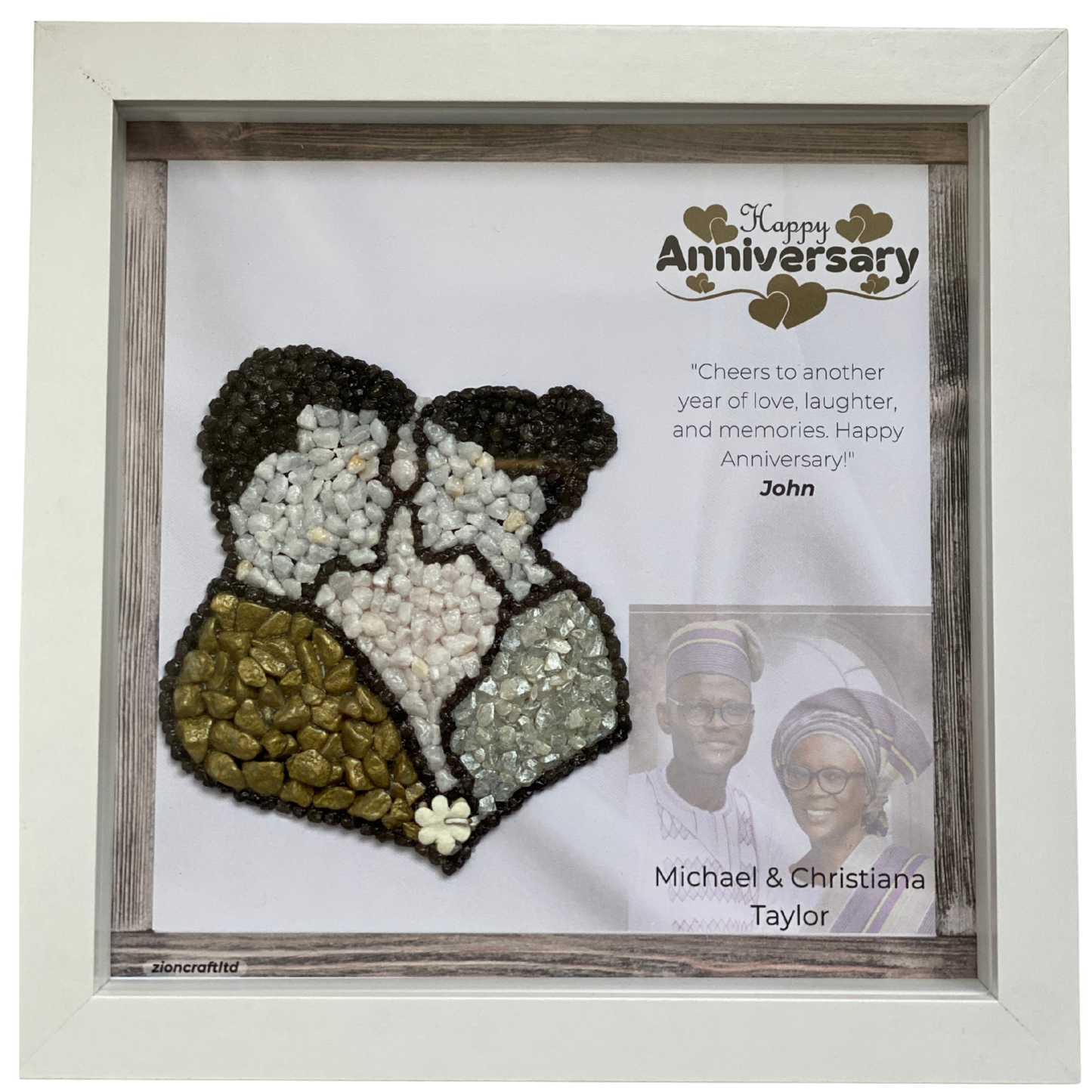 Personalised Couples Anniversary Pebble Art