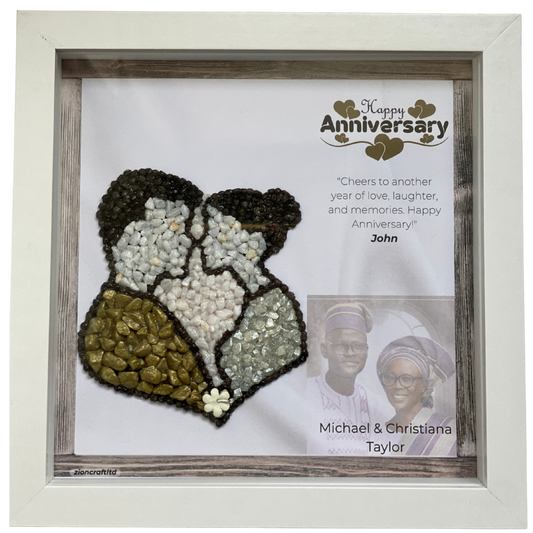 Personalised Couples Anniversary Pebble Art