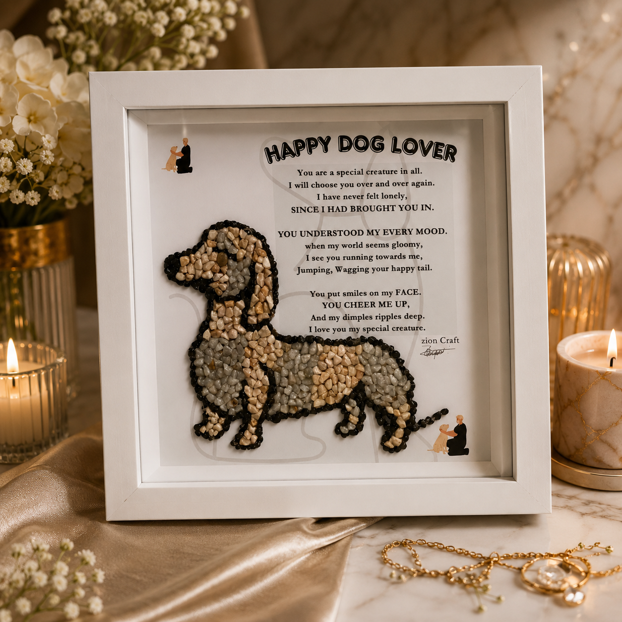 Personalised Dog Lover pebble Art
