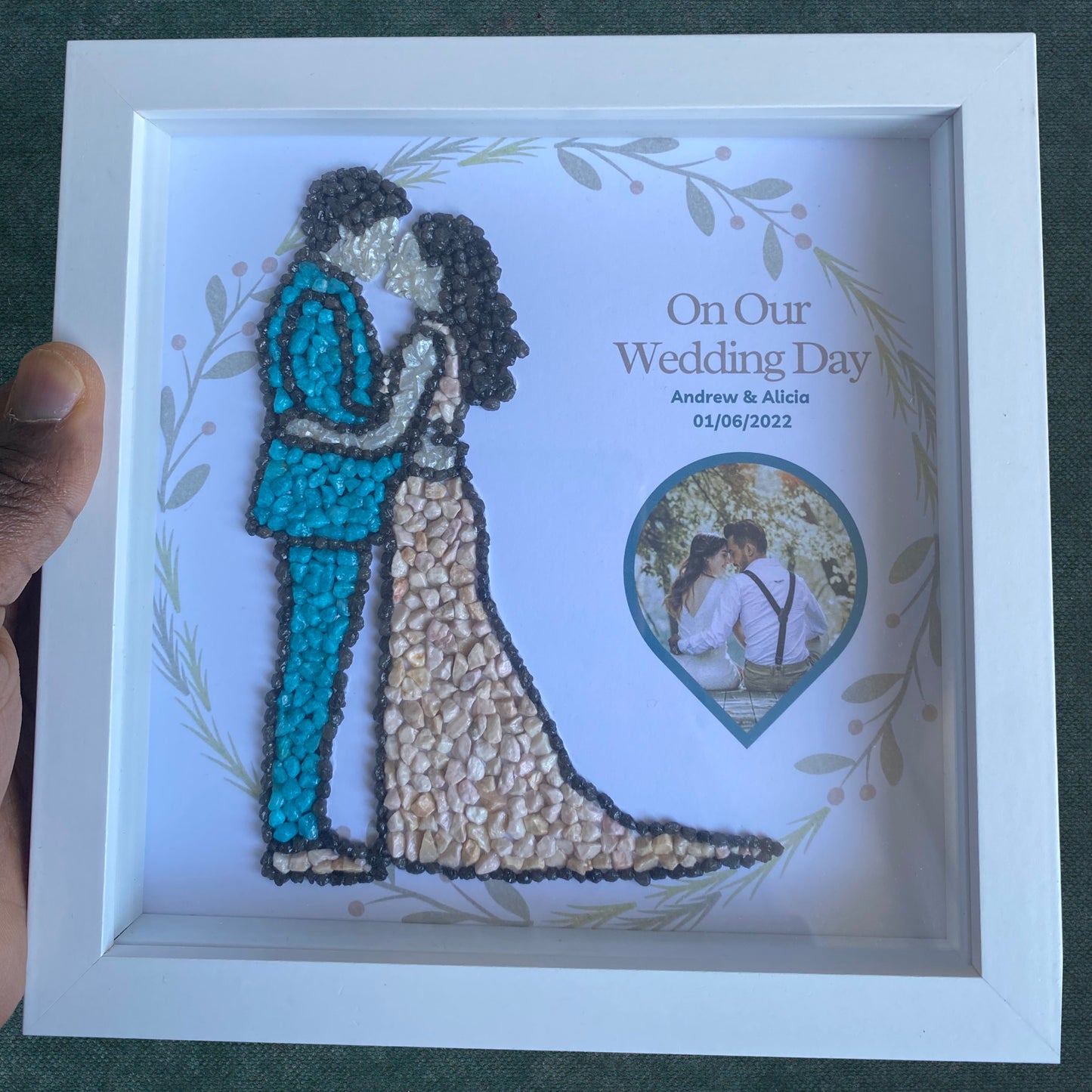 Personalised Wedding Pebble art